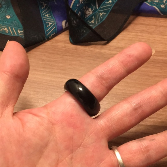 🎲TRADED🎲BLACK AGATE ring, unisex band - Picture 11 of 17